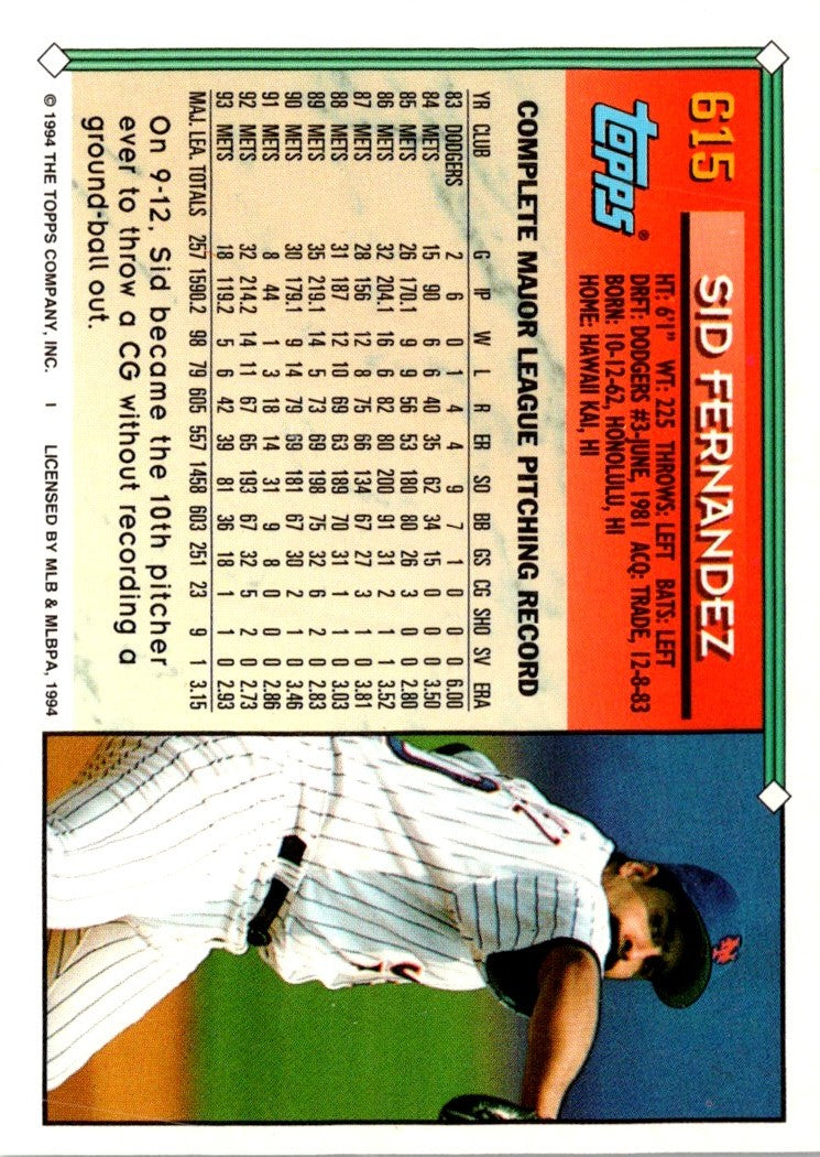 1994 Topps Sid Fernandez