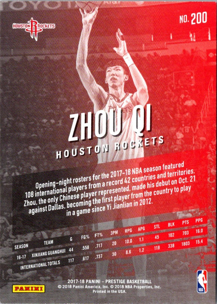 2017 Panini Prestige Zhou Qi