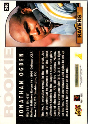 1996 Pinnacle Jonathan Ogden #175 Rookie