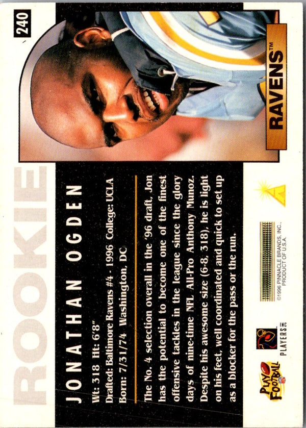 1996 Pinnacle Jonathan Ogden #175 Rookie