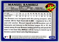 2003 Topps Manuel Ramirez #295 Rookie