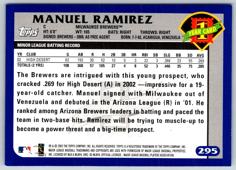 2003 Topps Manuel Ramirez