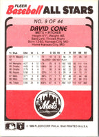 1989 Fleer Baseball All-Stars David Cone #9
