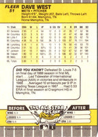 1989 Fleer Dave West #51 Rookie