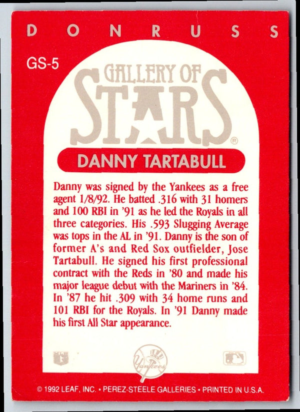 1992 Triple Play Gallery of Stars Danny Tartabull #GS-5