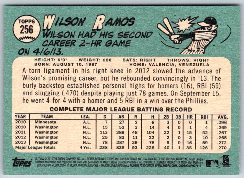 2014 Topps Heritage Wilson Ramos