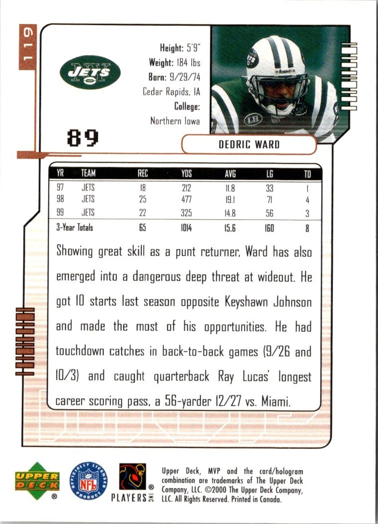 2000 Upper Deck MVP Dedric Ward