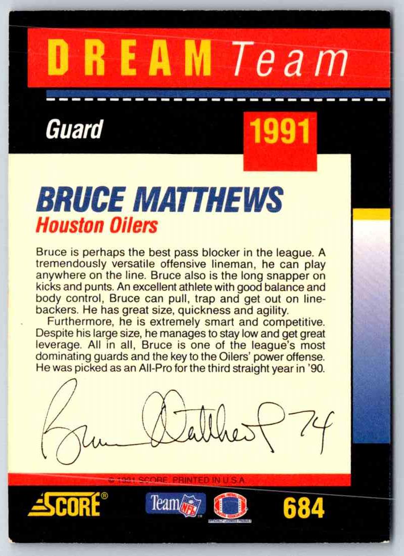 1995 Score Bruce Matthews