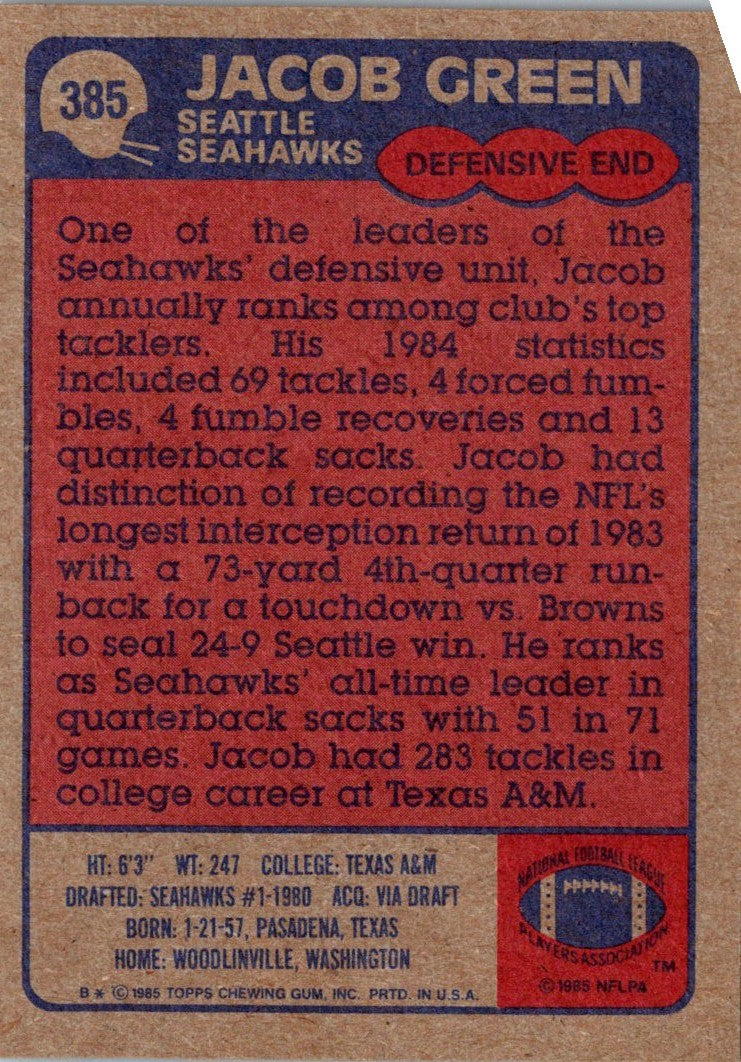 1985 Topps Jacob Green