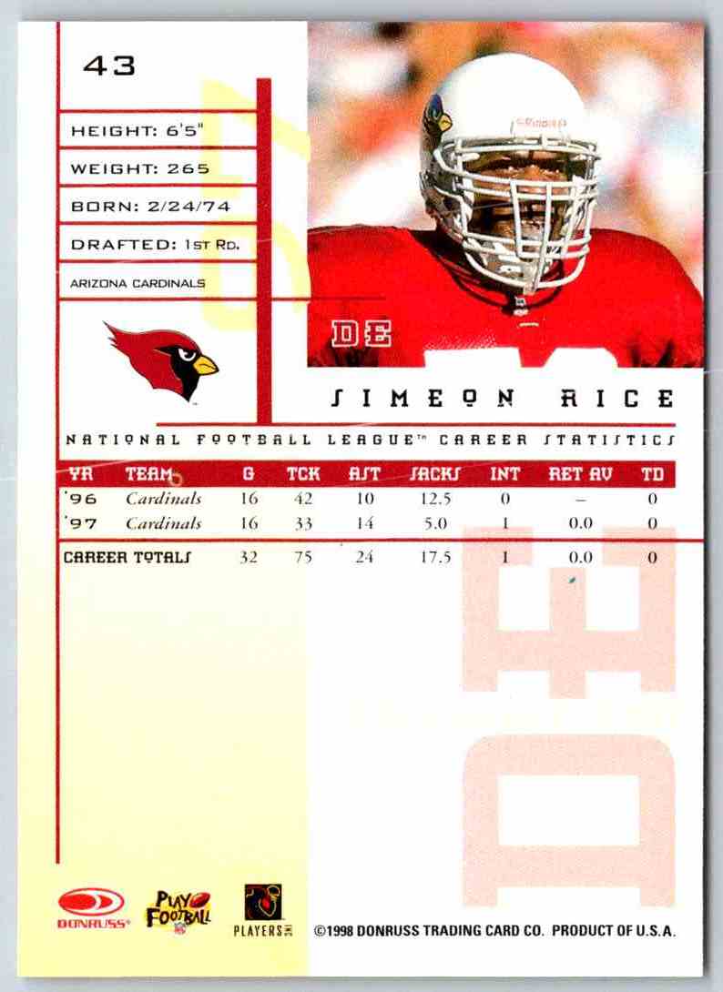 1998 Leaf Rookies And Stars Simeon Rice