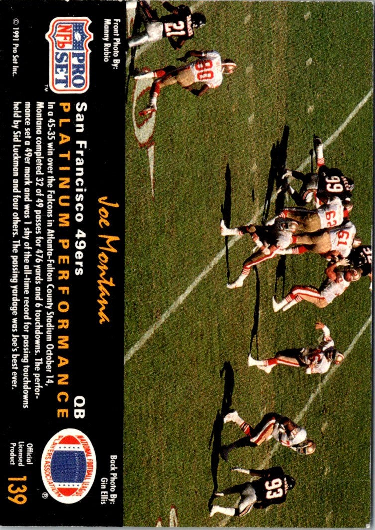 1991 Pro Set Platinum Joe Montana