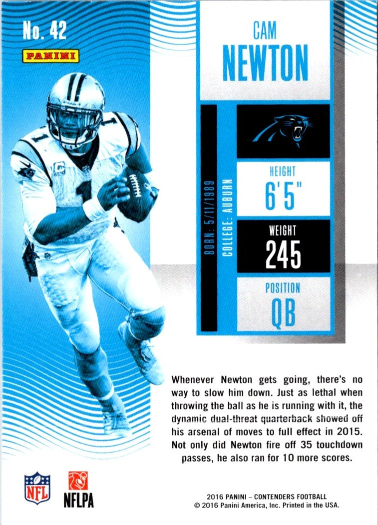 2016 Panini Contenders Cam Newton