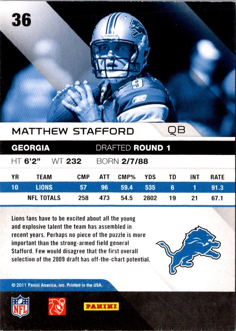 2011 Panini Absolute Memorabilia Matthew Stafford