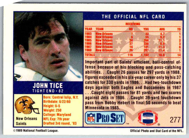 1989 NFL Proset John Tice
