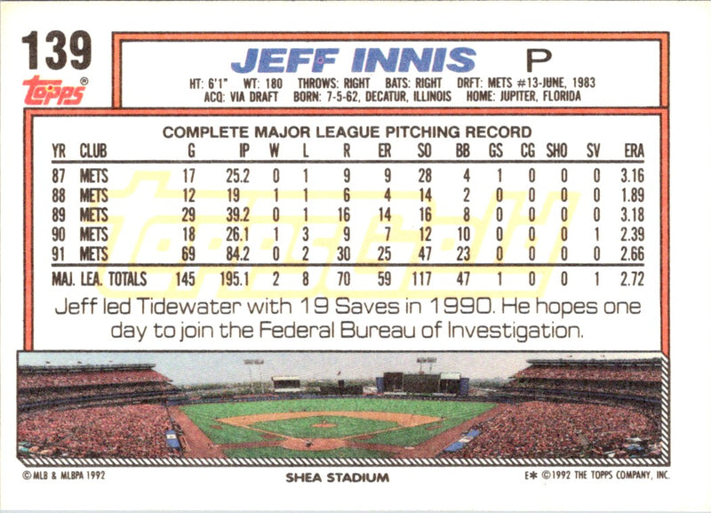 1992 Topps Jeff Innis