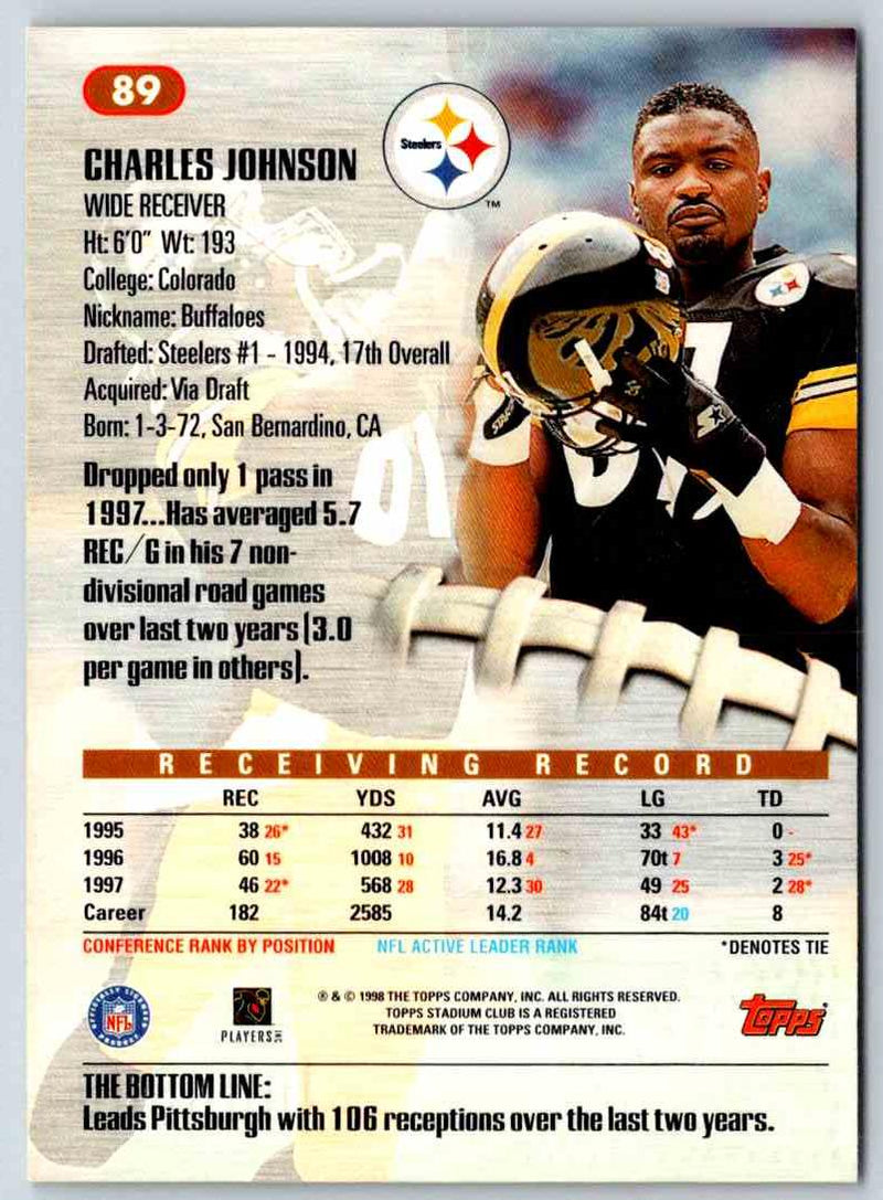 1998 Topps Stadium Club Football Charles Johnson