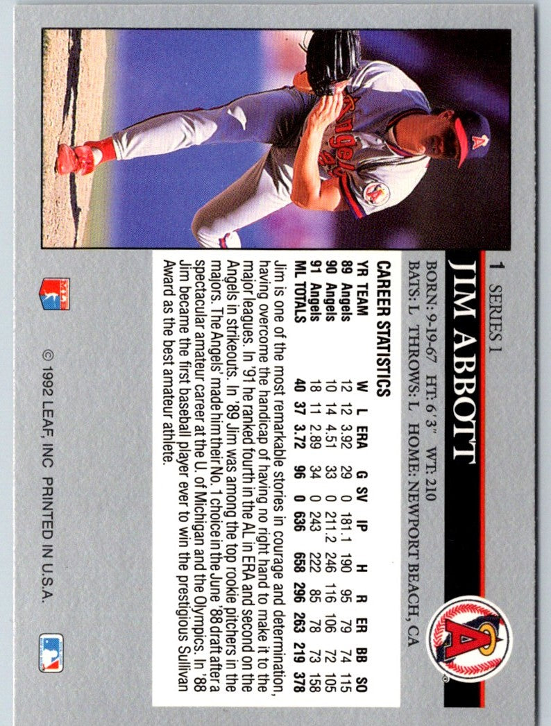 1992 Leaf Black Gold Jim Abbott