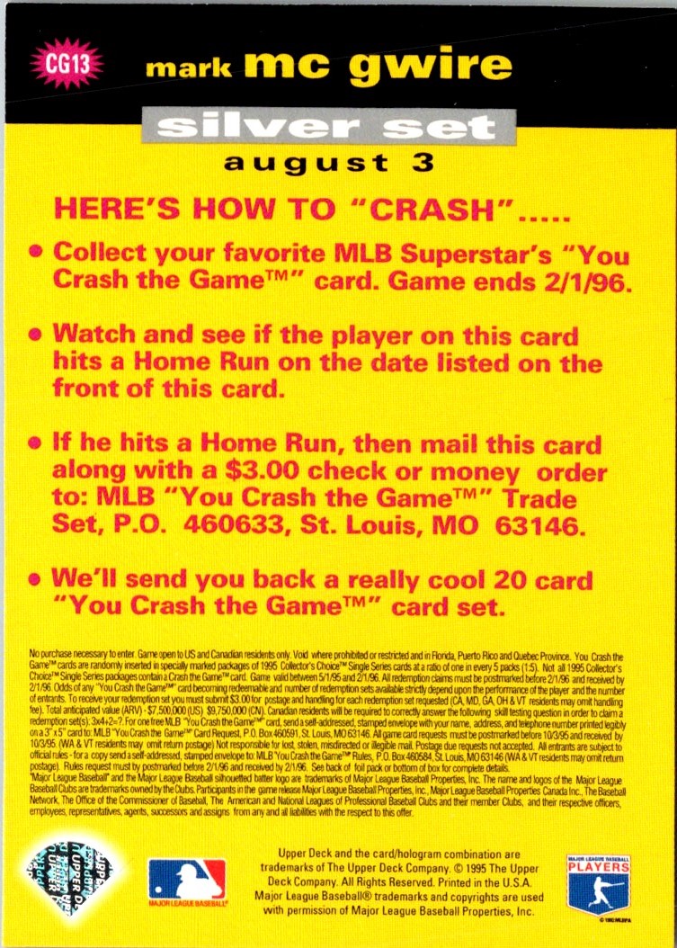 1995 Collector's Choice You Crash the Game Fred McGriff
