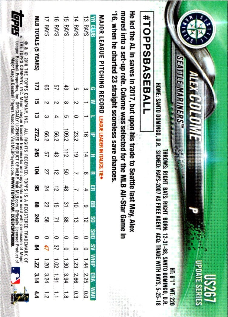 2018 Topps Update Alex Colome