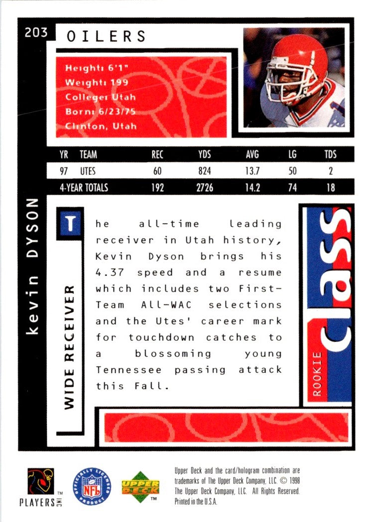 1998 UD Choice Kevin Dyson