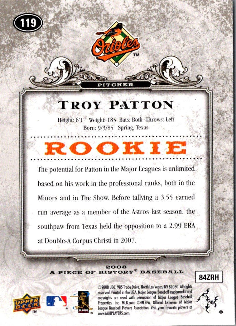 2008 Upper Deck A Piece of History Troy Patton