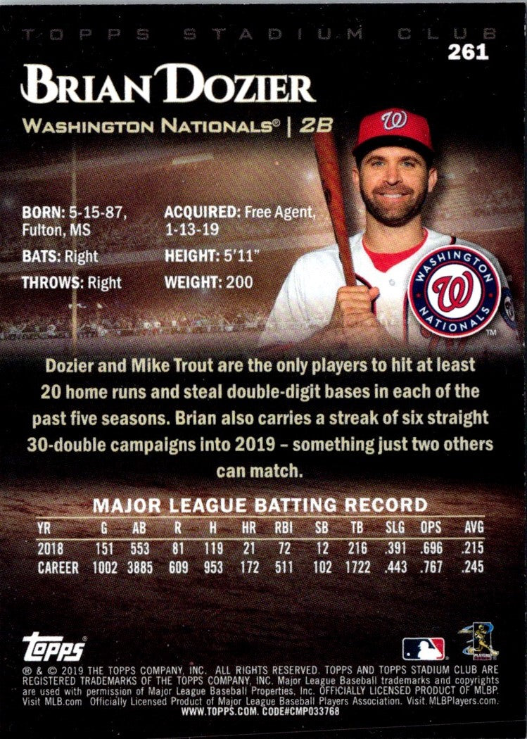 2019 Stadium Club Brian Dozier