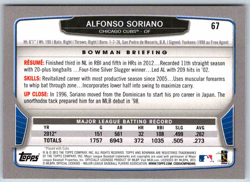 2013 Bowman Alfonso Soriano