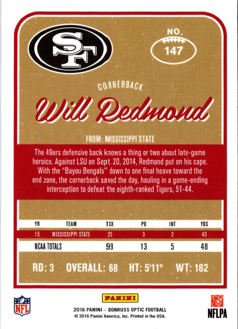 2016 Donruss Optic Will Redmond