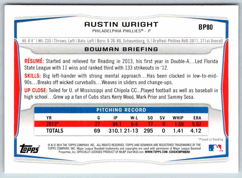 2014 Bowman Austin Wright