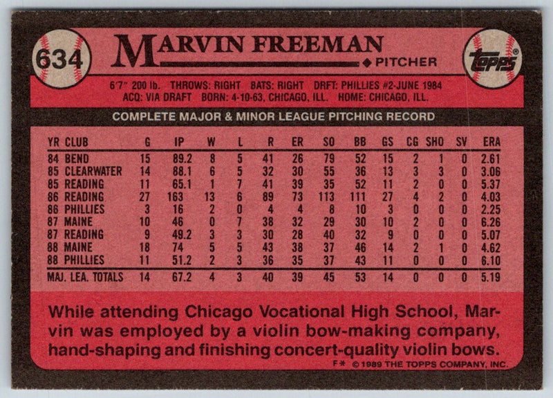 1989 Topps Marvin Freeman