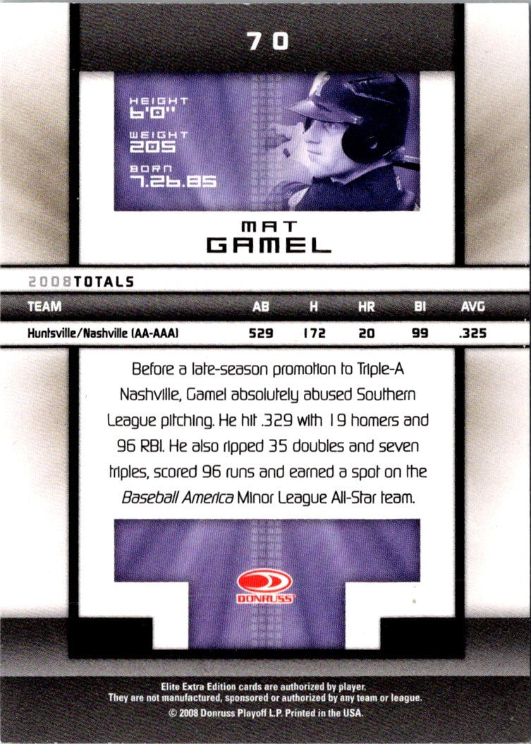 2008 Donruss Elite Extra Edition Mat Gamel