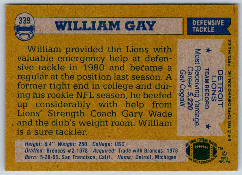 1982 Topps William Gay