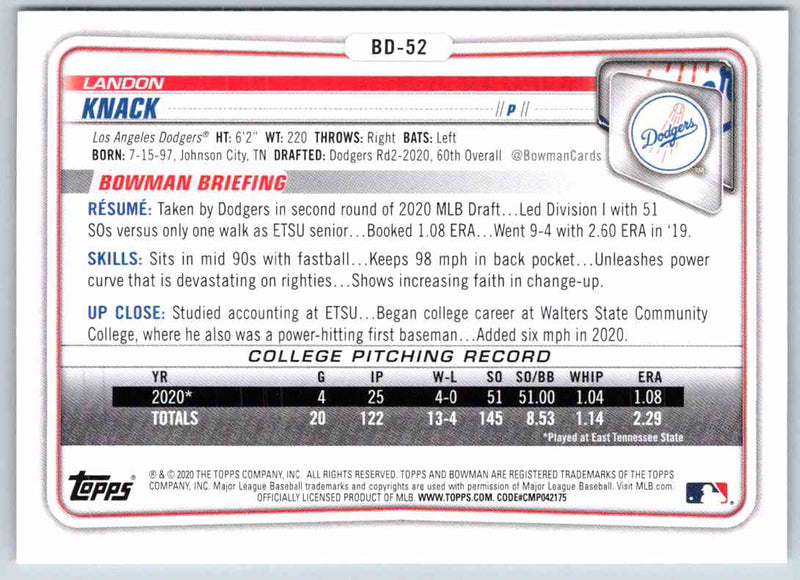 2020 Bowman Landon Knack