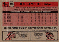 1981 Topps Joe Sambito #385