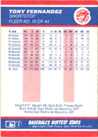 1988 Fleer Hottest Stars Tony Fernandez #10