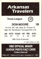 1982 TCMA Arkansas Travelers Don Moore #17