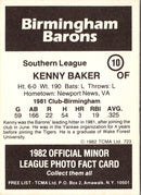 1982 TCMA Birmingham Barons Kenny Baker