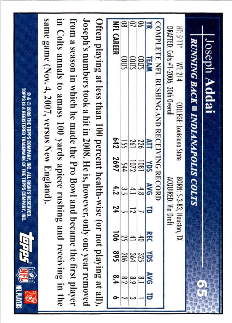 2009 Topps Joseph Addai