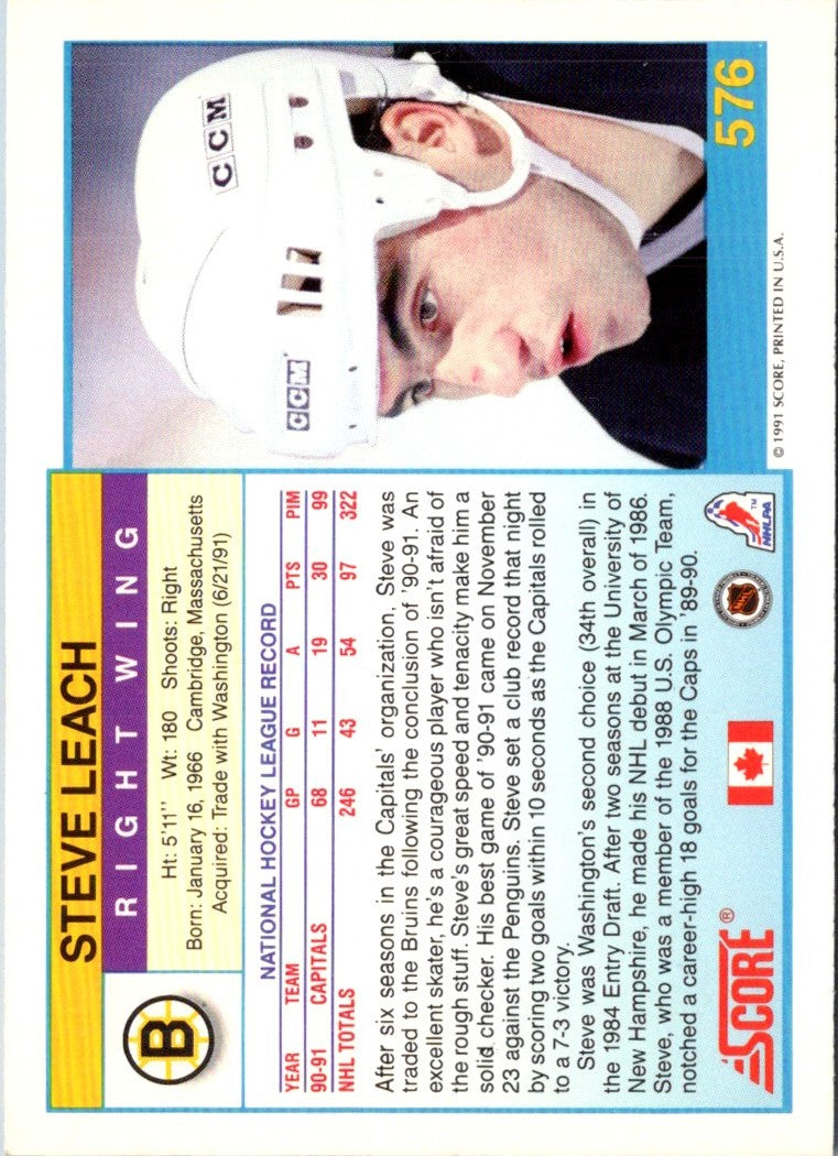 1991 Score Canadian Steve Leach