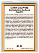 1987 Donruss Highlights Mark McGwire
