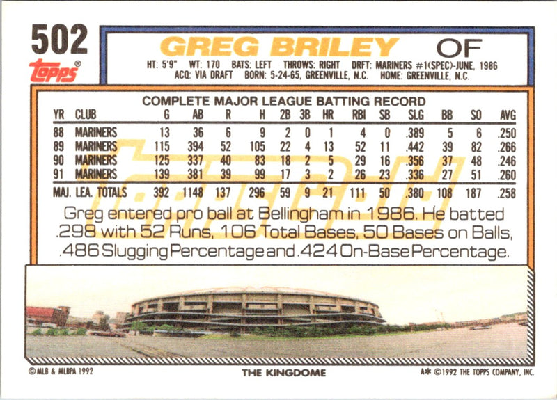 1992 Topps Greg Briley