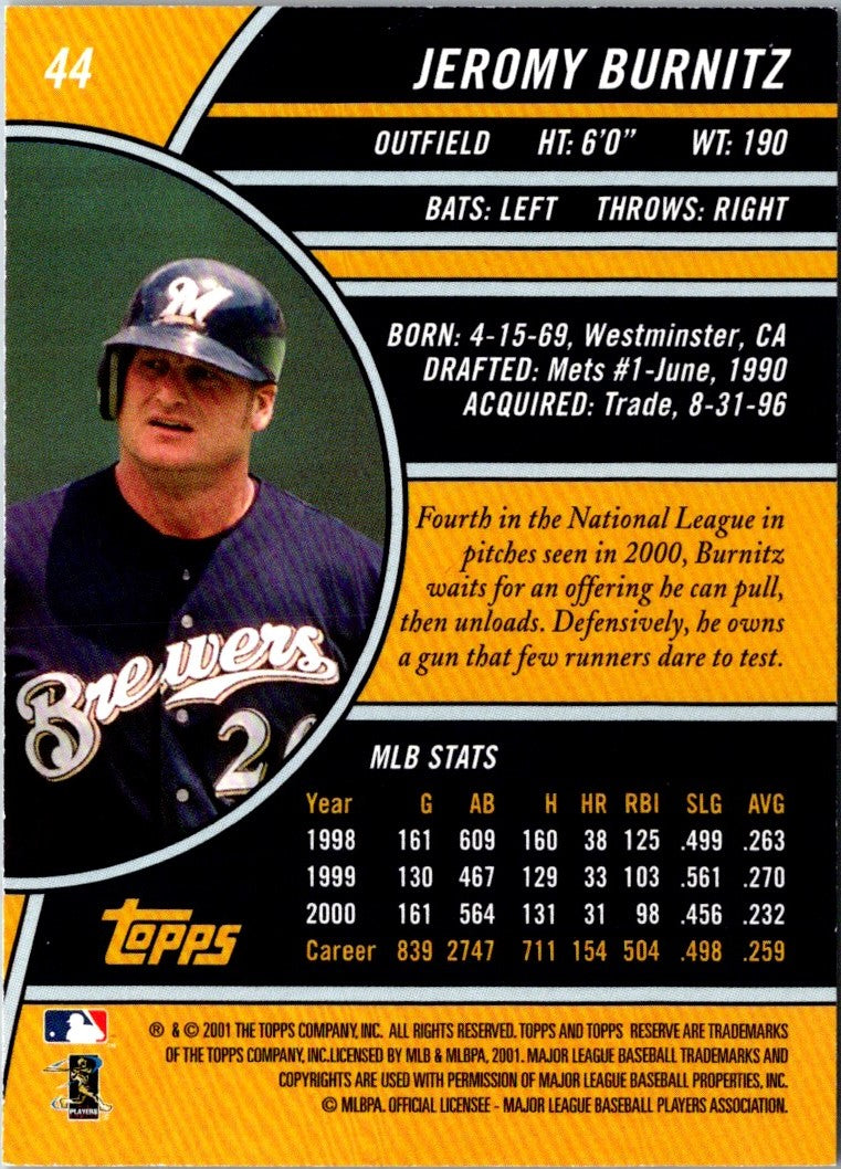 2001 Topps Reserve Jeromy Burnitz