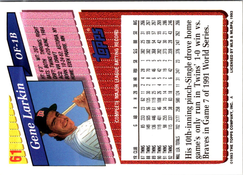 1993 Topps Gold Gene Larkin