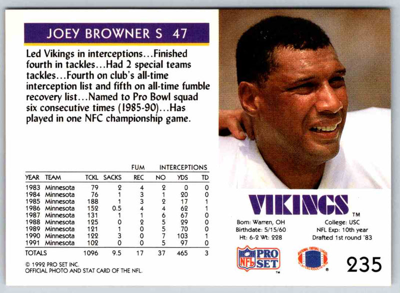 1992 Proset Joey Browner