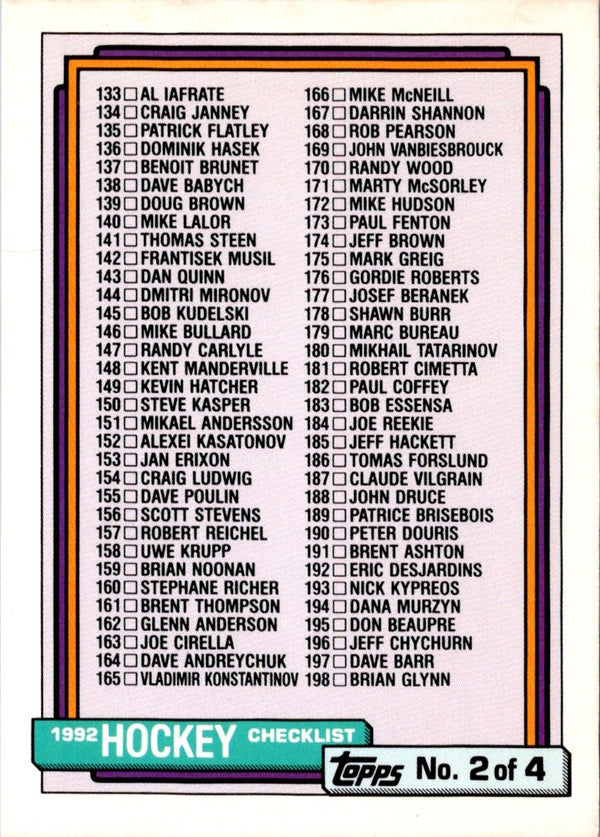 1992 Topps Checklist 2 #526