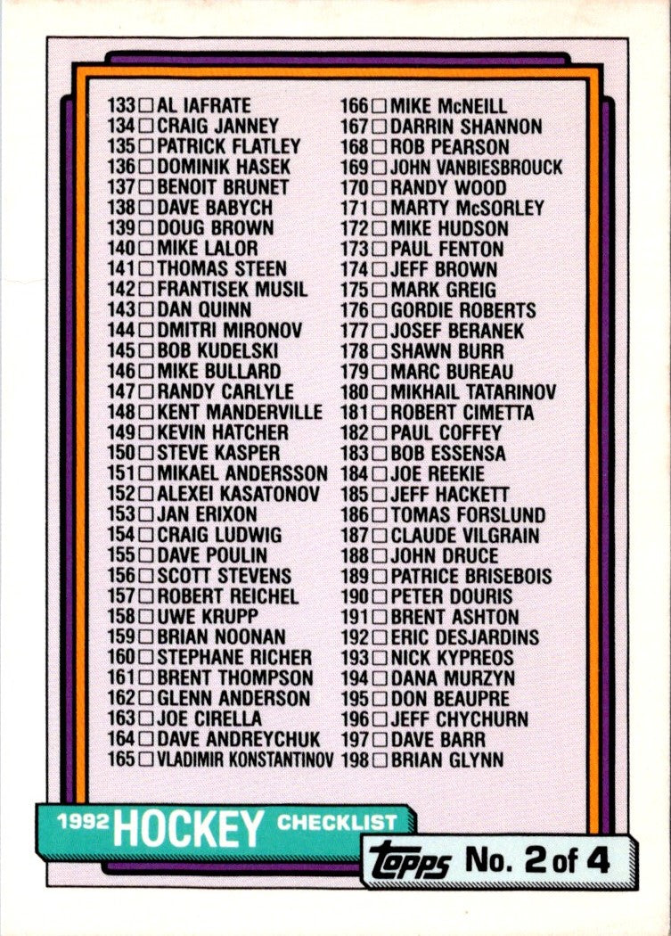 1992 Topps Checklist 2