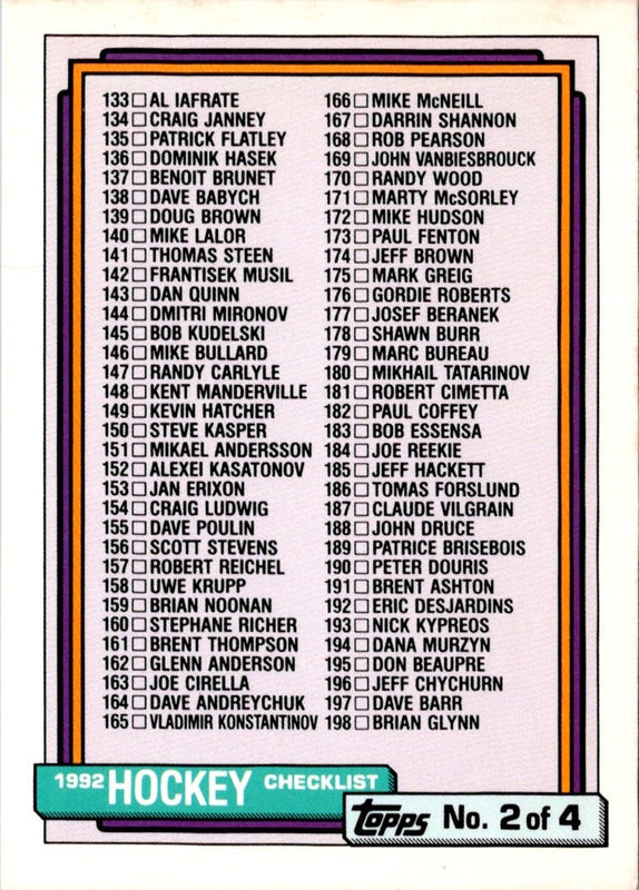 1992 Topps Checklist 2 #526