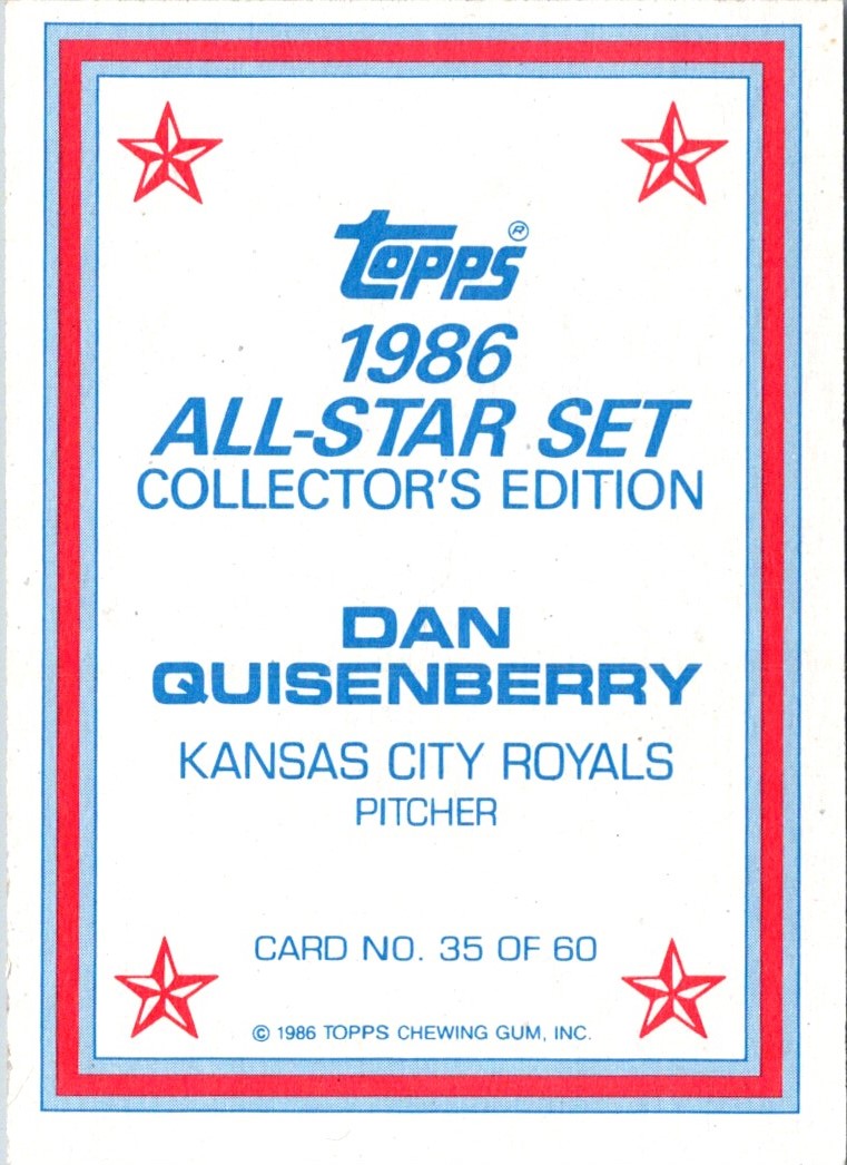 1986 Topps Glossy Dan Quisenberry