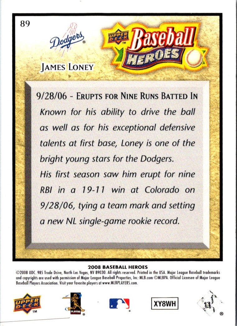 2008 Upper Deck Baseball Heroes James Loney