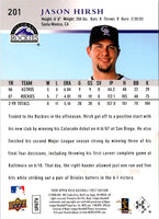 2008 Upper Deck First Edition Jason Hirsh #201
